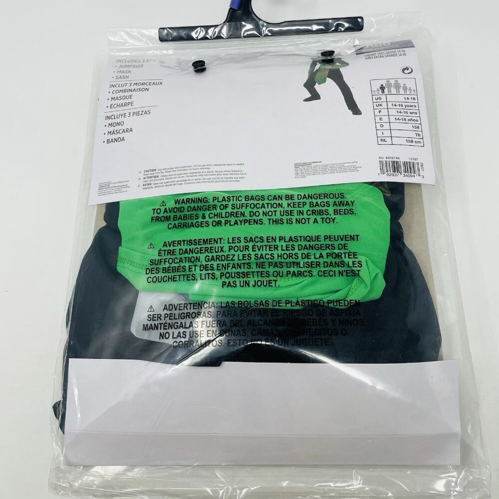 Dragon Ninja Youth Child Boys Size XL 14-16‎ Halloween Dress Up Costume Black - Picture 5 of 7